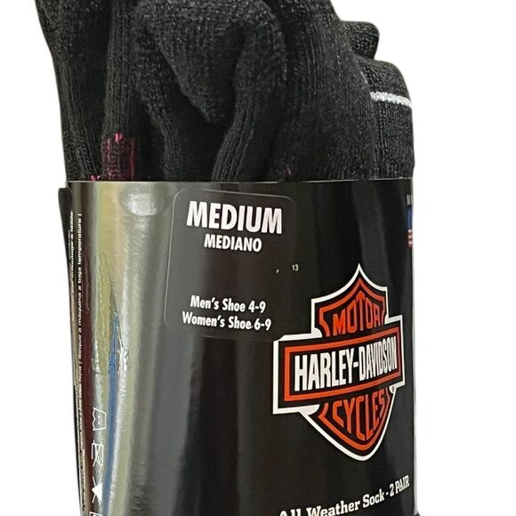 Harley-Davidson Black and Fuchsia Boot Socks, 2 Pairs, Size M, NWT - Picture 5 of 6